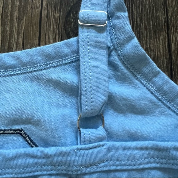 'Edikted Blue 80s Babe Appliqué Cotton Crop Top Graphic Tank Top Stretch M - Picture 7 of 9